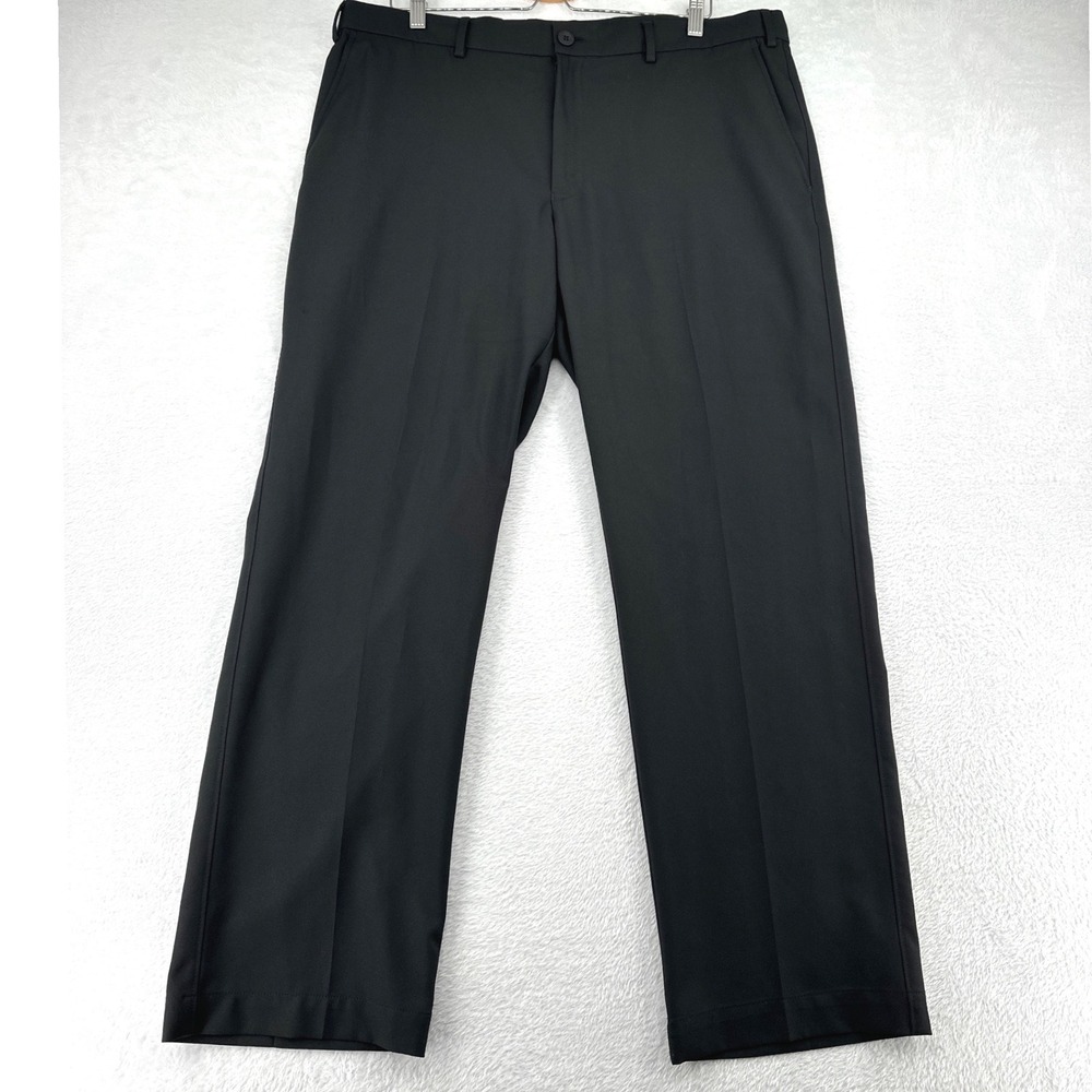 Hart Schaffner Marx Mens Dress Pants 38x30 Black Flat Front Classic Trousers